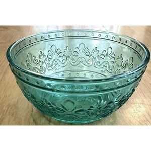 The Pioneer Woman "Adeline" Teal Green Embossed Glass Cereal Bowl 6"